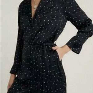 Banana Republic romper jumpsuit polka dot, waist belt, side zip, wider leg